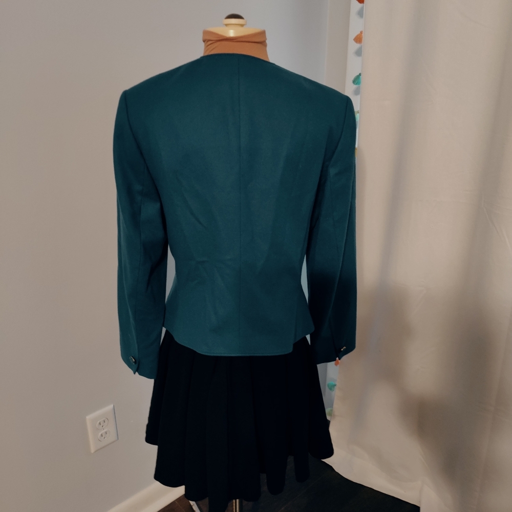 Pendleton Cropped Structured Teal Blazer Pockets … - image 5